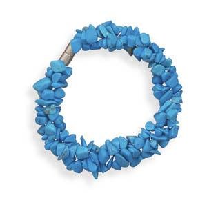 Triple Strand Magnetic Turquoise Chip Bracelet