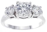 Sterling Silver CZ 3 Stone Engagement Anniversary Ring Size 5 6 7 8 9