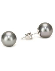 TARA Pearls 8X9mm Tahitian Pearl 18 Karat White Gold Stud Earrings