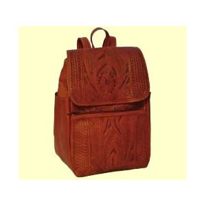 Cowgirl Backpack Purse Natural Western Tooled Leather 283