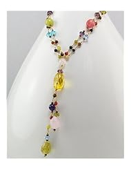 Japanese silk cord Glass Necklace In Zinc