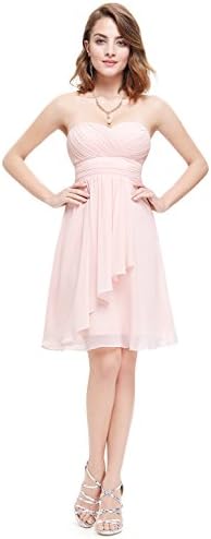Vampal Pearl Pink Crinkle Chiffon Short Bridesmaid Dress With Front Cascade 16 Pearl Pink