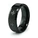 8mm Black Tungsten Carbide Ring with Laser Fleur-de-Lis Design