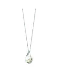 Sterling Silver Cultured Pearl & CZ Forever (Embrace) 18in Necklace.
