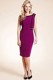 Petite Slash Neck Contrast Trim Dress