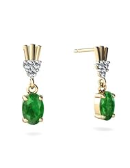 Genuine Emerald 14kt Yellow Gold Dangle Drop Earrings