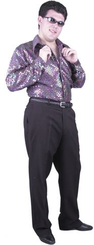 Check price Adult Pimp Daddy Sequin Shirt Size: X-Large :Color: Silver