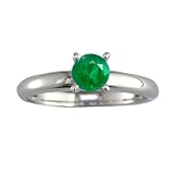 1 Ct. Emerald Gemstone Solitaire Ring Engagement Style in 14K White Gold