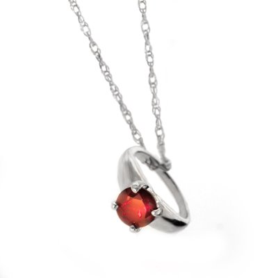 10K WG January Birthstone Small Ring Charm - Garnet