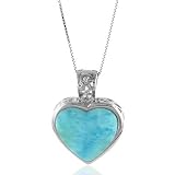 Sterling Silver Pendant with 8.00 Carat Larimar Stone and 18" Chain