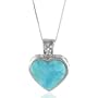 Sterling Silver Pendant with 8.00 Carat Larimar Stone and 18" Chain