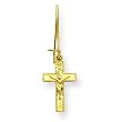 14k Kidney Wire Crucifix Earrings