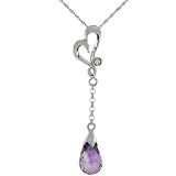 10k White Gold Heart Cut Out and Amethyst Pendant, w  0.01 Carat Brilliant Cut Diamond, 1 3 8 in....