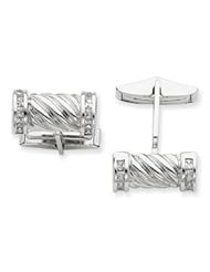 Sterling Silver CZ Barrel Cuff Links