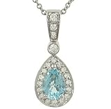Aquamarine(.48ct) & Diamond(.23ct) Pendant (Chain sep)