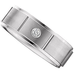Genuine IceCarats Designer Jewelry Gift White Tungsten NA Wedding Band Ring Ring. 12.50 .05 Ct Ridged Band In White TungstennA Size 12.5