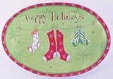 Wooden Oval Holiday Plaque Happy Holidays Theme