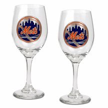 New York Mets 2 Piece Wine Glass Set