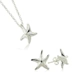Designer Inspired Elsa Peretti Starfish Sterling Silver Earrings & Pendant Set