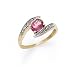 14k Diamond Pink Topaz Oval Ring - Size 7.0