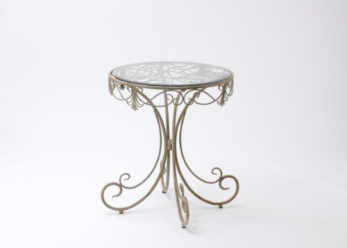 Gartentisch, Metall, “Antik”, mit Glasplatte