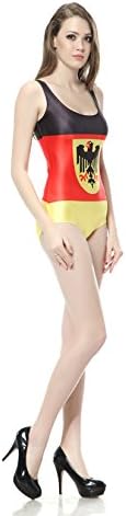 Galaxyfashion Womens Flag of Germany Shimmer Effect Swimsuit (Free Size, Multi-Color)