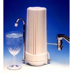 CuZn Countertop Water Filter, White Refillable, with Swivel Spout