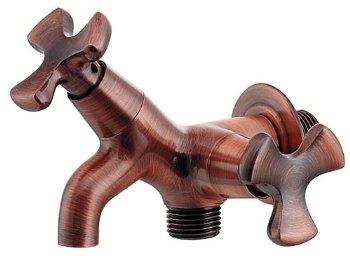 【クリックで詳細表示】水栓材料 カクダイ ガーデン用双口水栓//ブロンズ 【704-124-13】： DIY・工具