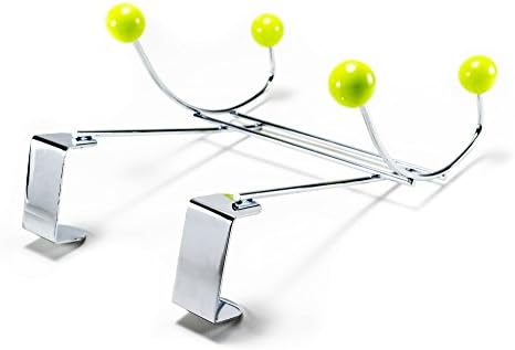 Over the Door Hooks Rack Hanger Four Robe Organizer, Coat, Towel, Hat Hooks, Green. Heavy Duty, Bedroom, Bathroom, Closet,Easy Install