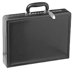 Mancini Black Leather Briefcase Attache Case 3"