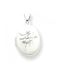 Sterling Silver Fairy 17mm 2-Frame Oval Locket