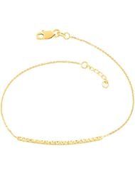 14 Karat Yellow Gold Diamond Cut Sideways Bar Adjustable Bracelet (7.5 inch)