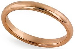 14K Rose Gold Domed Comfort-Fit Wedding Band with Polished Finish, 2.5mm Wide