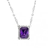 Bling Jewelry Designer Inspired Sterling Silver Emerald Cut Amethsyt CZ Rectangular Pendant