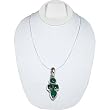 Sterling Silver Green Onyx Pendant with Chain 1.25 Inches