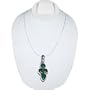 Sterling Silver Green Onyx Pendant with Chain 1.25 Inches
