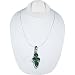 Sterling Silver Green Onyx Pendant with Chain 1.25 Inches