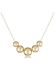Duragold 14k Yellow Gold Five Bead Station Necklace (2-5mm, 2-6mm, 1-7mm), 18"