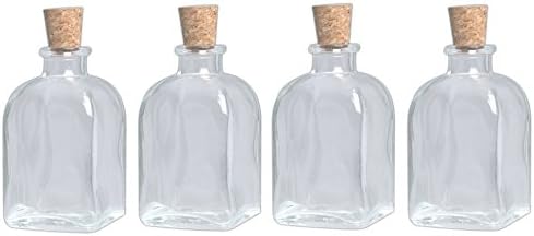 Bundle of 4 Couronne Co. 3.75" x 2" 3.4 Ounce Glass Rectangular Bottles with Corks