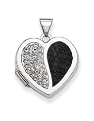 Genuine IceCarats Designer Jewelry Gift Sterling Silver 18Mm Heart Black&White Swarovski Elements Locket