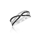 0.02 Cts Black Diamond Ring in Silver with Black Rhodium
