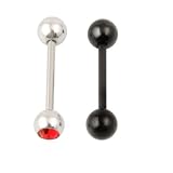 Tongue Barbell Set - Steel Barbell with Stones - 14g