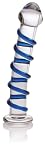 Don Wand Glass Pleasure Wand, Swirl Mushroon Tip Rocket, Blue
