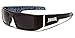 Locs Mens Hardcore Gafas De Sol Fashion Wrap Around Sunglasses with Bandana Print Inside - Free Microfiber Bag - Several Colors Available! (Black - Blue Inside)