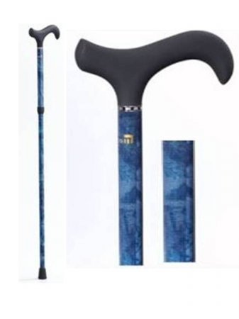 Med-Aid Soft Derby Handle Tech Carbon Fiber Walking Cane - Two Section Adjustable WS-72-DS ColorBlue Maple