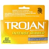 Trojan Intense Ribbed For Enhanced Stimulation Lubricated Latex Condoms 12 Condoms