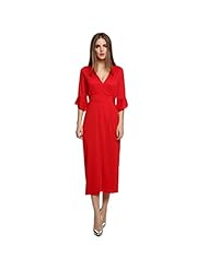V-neck Natural   Waistline Cotton Maxi Dress 