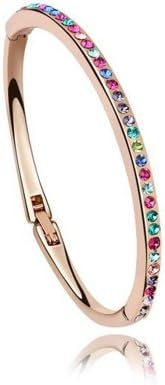 LOY Jewelry Raibow 18k Rose Gold Plated Bangle With Swarovski Elements, Multicolor
