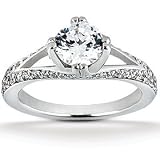 REAL 1.15CT VS FANCY ROUND SPLIT SHANK ENGAGEMENT RING 14K WHITE GOLD thumbnail