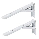 uxcell サポートシェルフブラケット　直角　折りたたみ式　ライトグレー　24 x 13x 3.2cm　2個